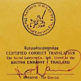 Certified Translation Service Thailand